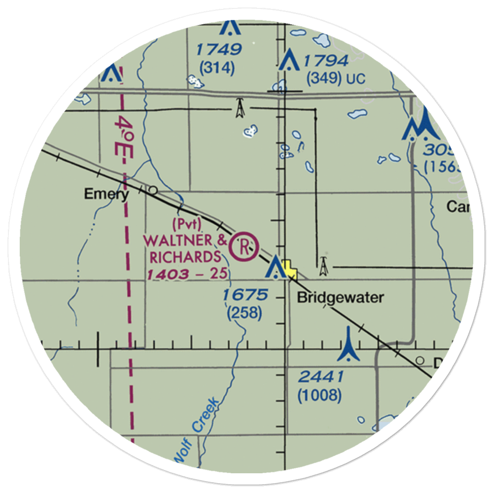Waltner & Richards Airport (SD42) VFR Sectional Sticker (20 mile) 