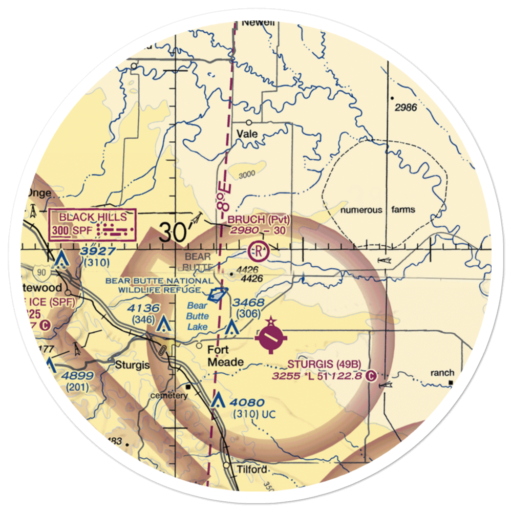 Bruch Airfield (SD35) VFR Sectional Sticker (30 mile) 