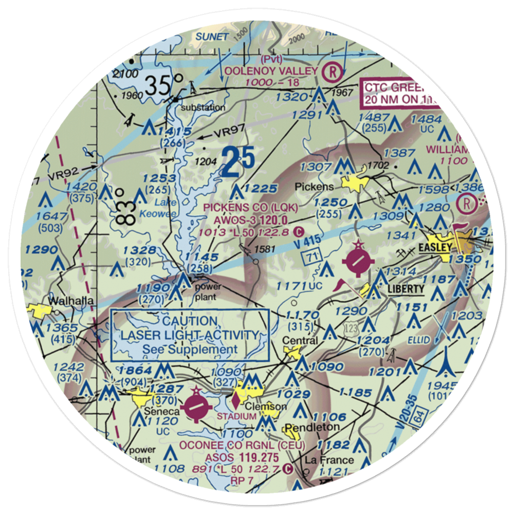 Oakview Airport (SC52) VFR Sectional Sticker (30 mile) 