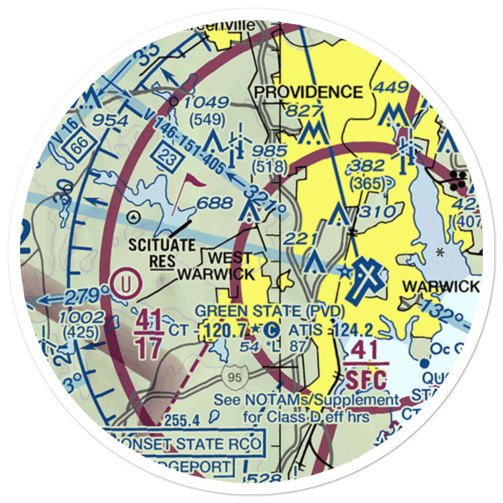 Mystery Farm Airport (RI20) VFR Sectional Sticker (20 mile) 