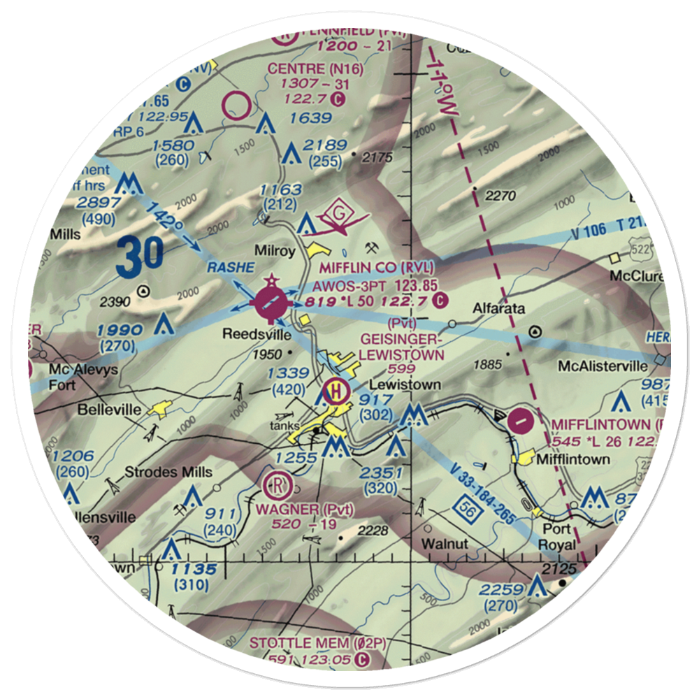 Mc Cardle Farm Airport (PS11) VFR Sectional Sticker (30 mile) 