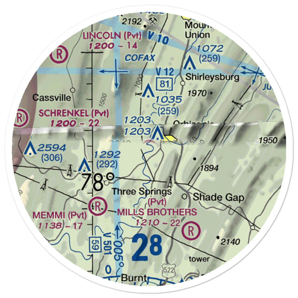 Beers Farm Airport (PN73) VFR Sectional Sticker (20 mile) 