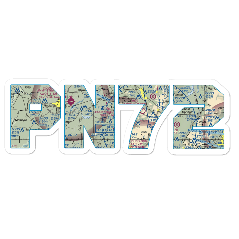 Rocky Hollow Field (PN72) VFR Sectional Sticker 