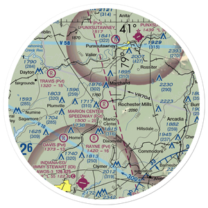 Marion Center Speedway Airport (PN57) VFR Sectional Sticker (30 mile)
