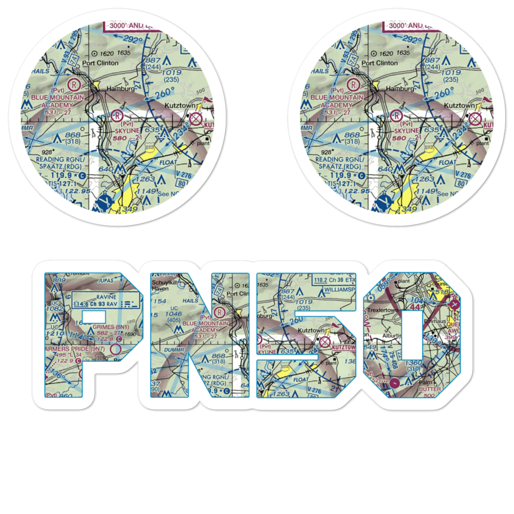 Skyline Airstrip (PN50) VFR Sectional Sticker Pack 