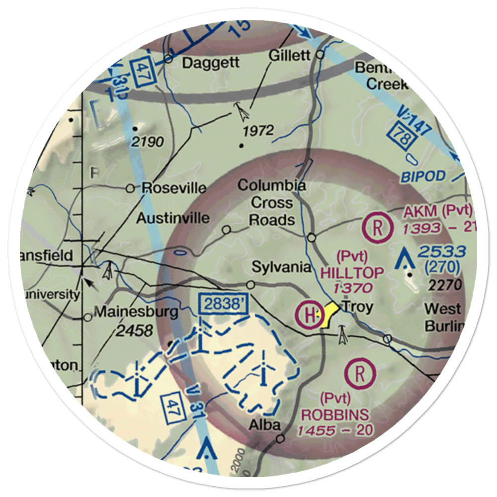 Mc Clure Airport (PN21) VFR Sectional Sticker (20 mile) 