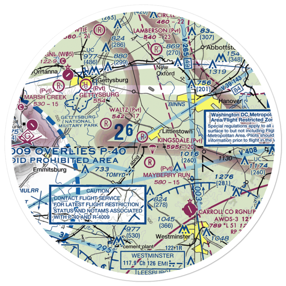Kingsdale Air Park (PA23) VFR Sectional Sticker (30 mile) 