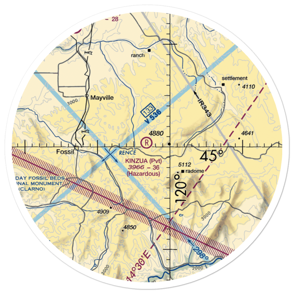 Kinzua Airport (OR89) VFR Sectional Sticker (30 mile) 