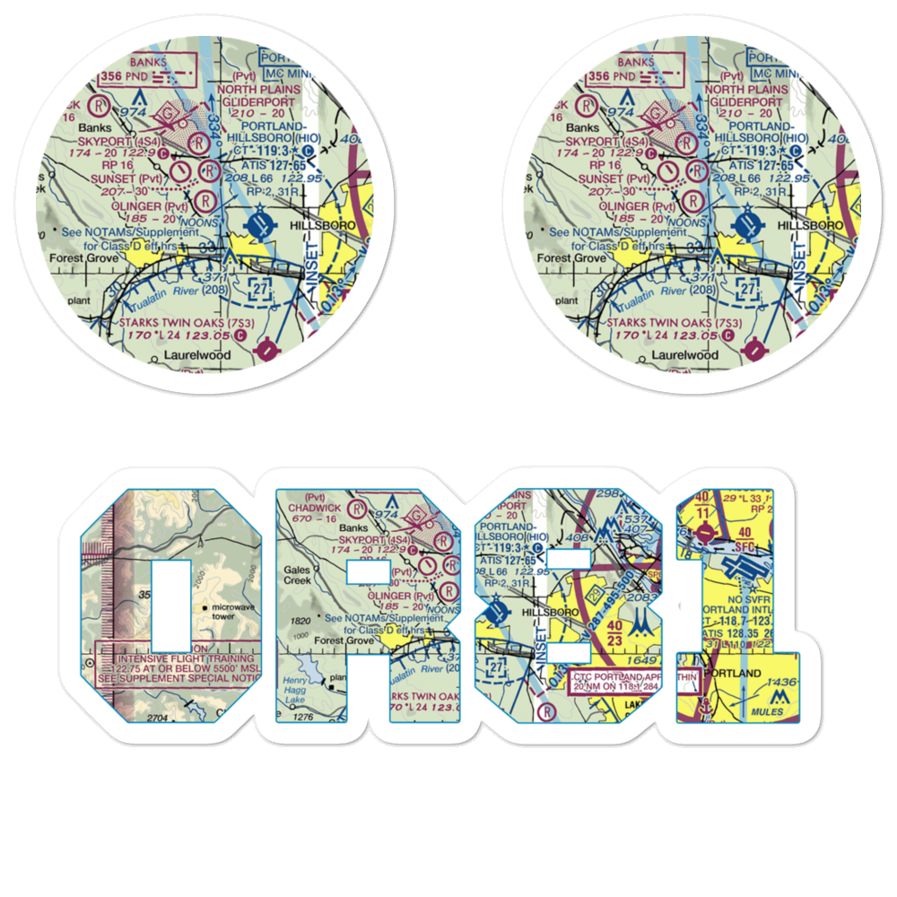 Olinger Airpark (OR81) VFR Sectional Sticker Pack 