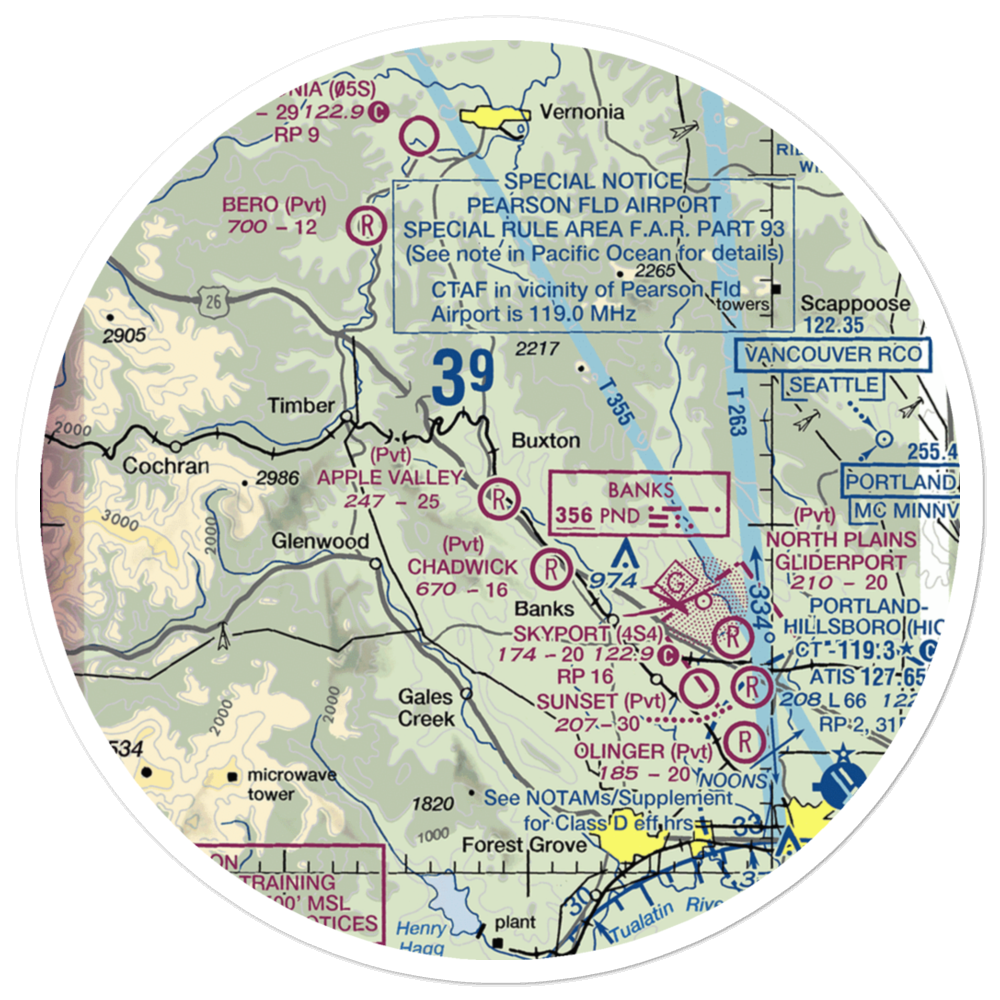 Apple Valley Airport (OR61) VFR Sectional Sticker (30 mile) 
