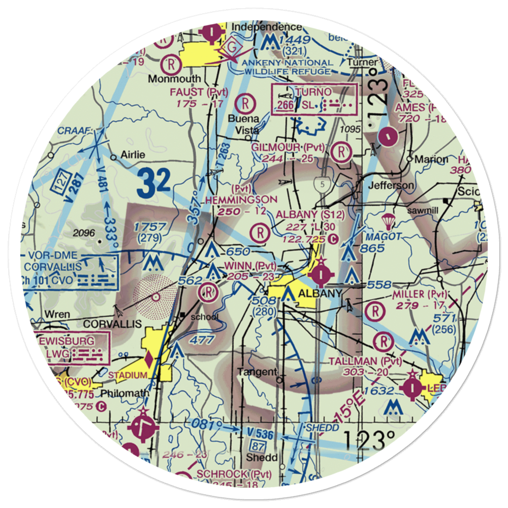 Hemmingson Airport (OR20) VFR Sectional Sticker (30 mile) 