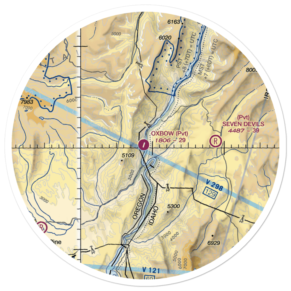 Oxbow Airport (OR12) VFR Sectional Sticker (30 mile) 