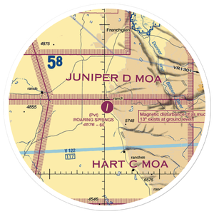 Roaring Springs Ranch Airport (OR10) VFR Sectional Sticker (30 mile)