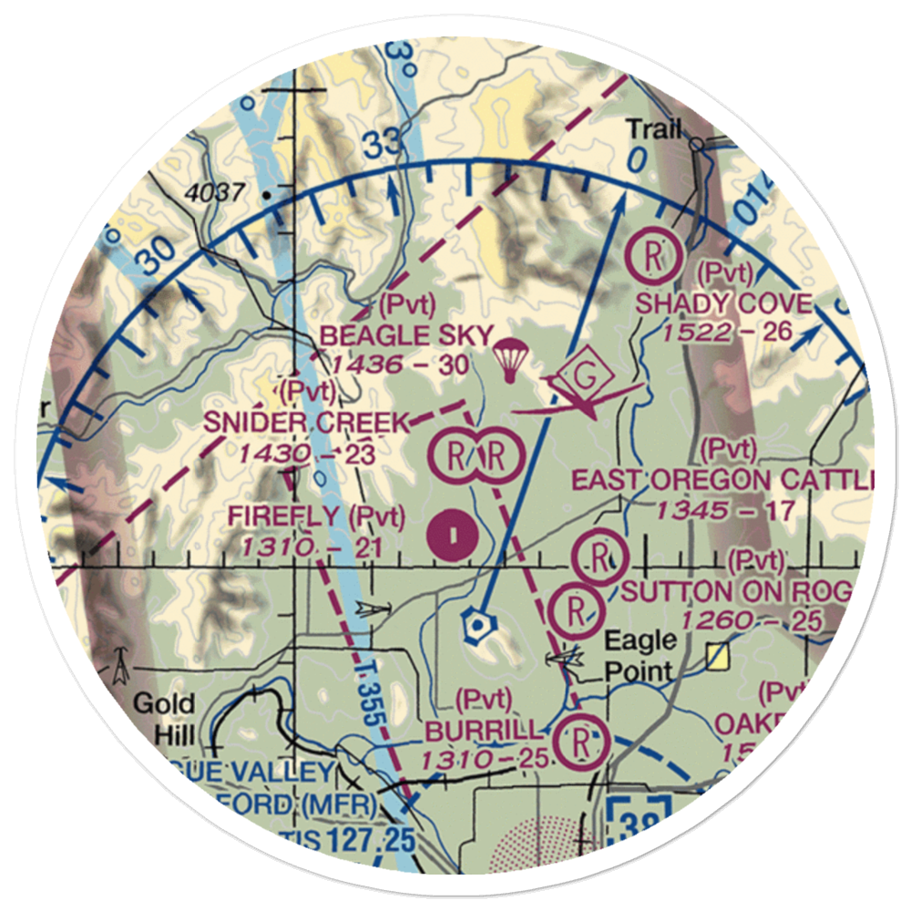 Snider Creek Airport (OR06) VFR Sectional Sticker (20 mile) 