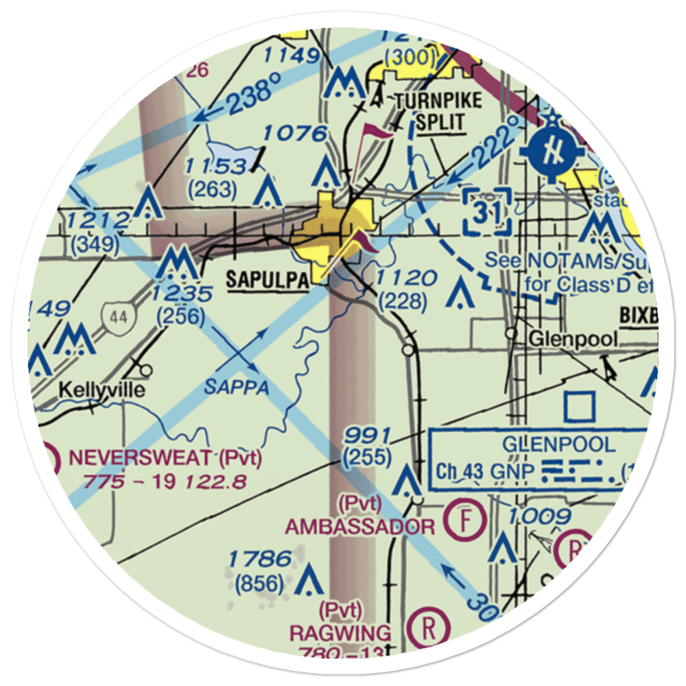 Morris Airport (OL23) VFR Sectional Sticker (20 mile) 