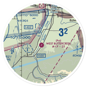West Buttercreek Airport (OL02) VFR Sectional Sticker (20 mile)