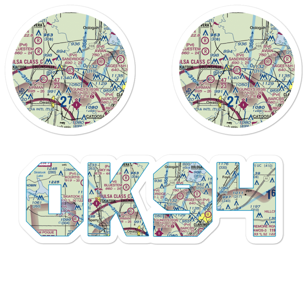 Sand Ridge Airpark Inc Airport (OK94) VFR Sectional Sticker Pack 