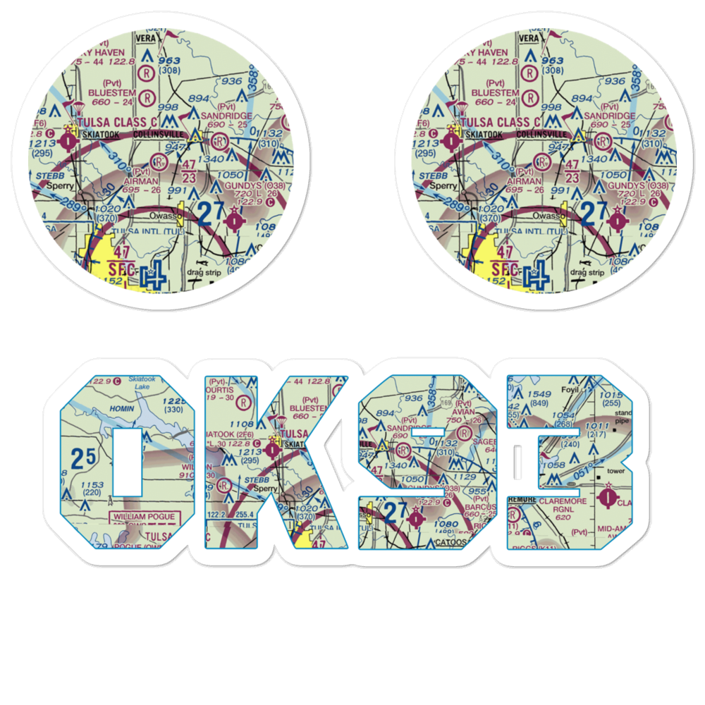 Airman Acres Airport (OK93) VFR Sectional Sticker Pack 