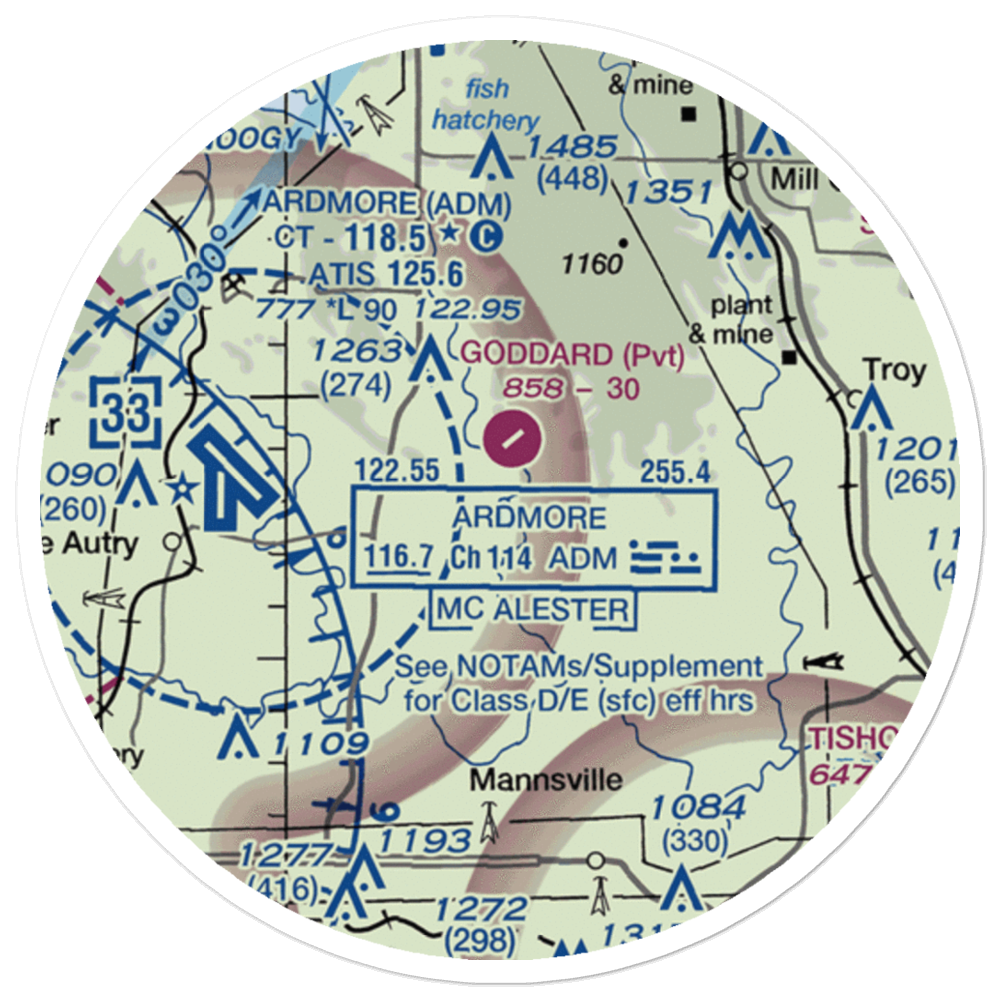 Goddard Ranch Airport (OK85) VFR Sectional Sticker (20 mile) 