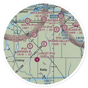 Mound Valley Farm Airport (OK77) VFR Sectional Sticker (20 mile)