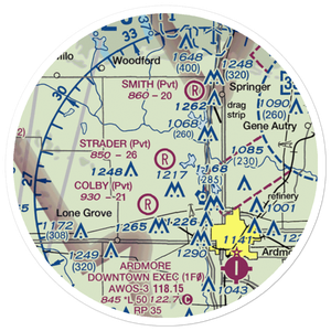 Strader Ranch Airport (OK62) VFR Sectional Sticker (20 mile)