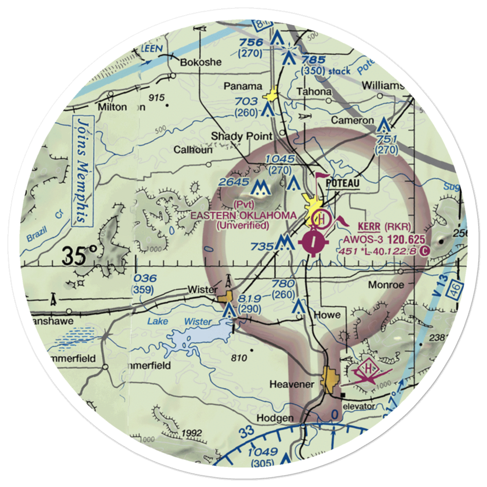 Wolf Mountain Airport (OK59) VFR Sectional Sticker (30 mile) 