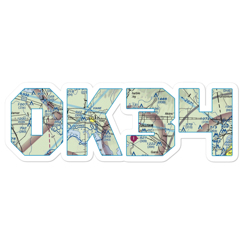 Gustafson Airport (OK34) VFR Sectional Sticker 