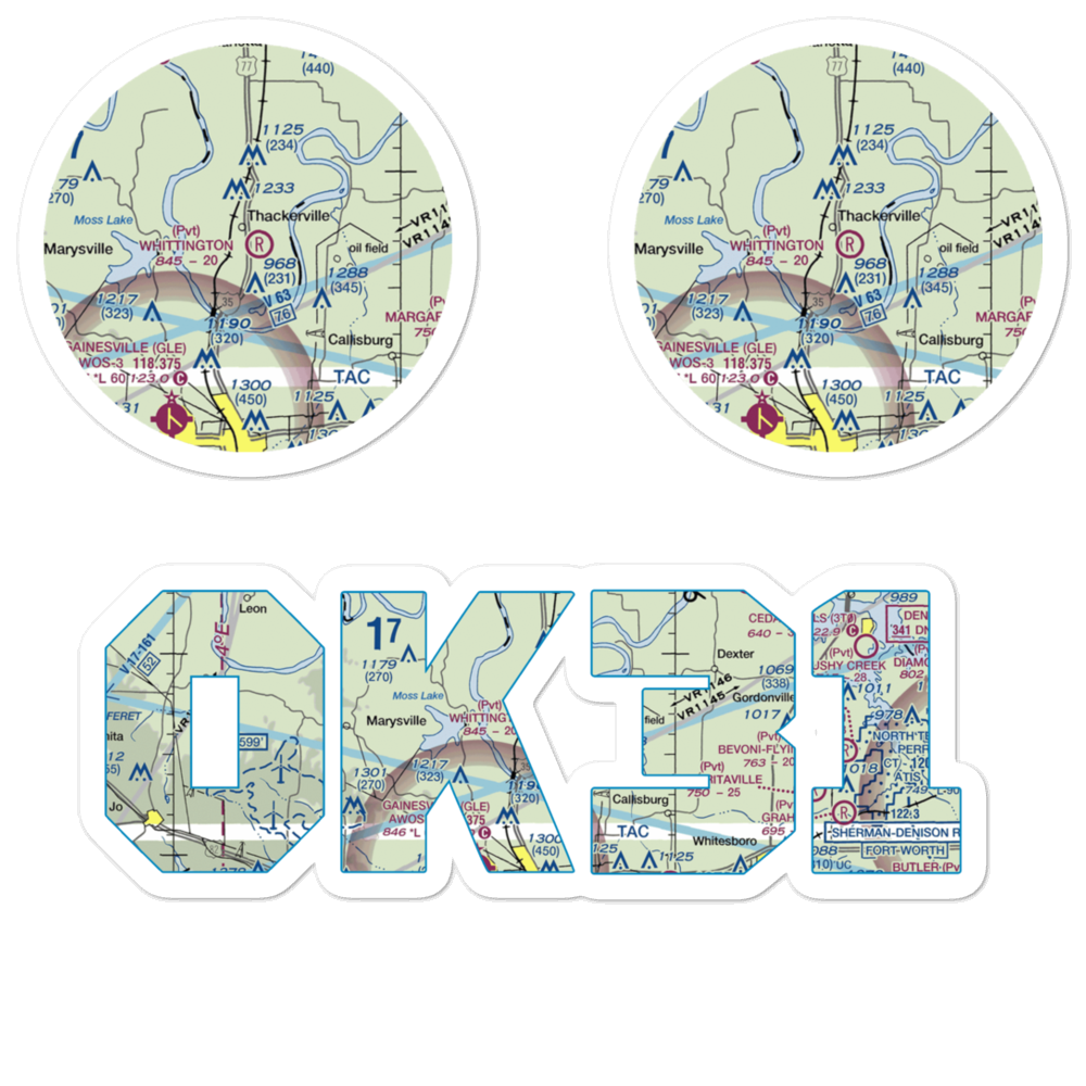 Whittington Ranch Airport (OK31) VFR Sectional Sticker Pack 
