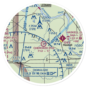 Cherokee Ranch Airport (OK25) VFR Sectional Sticker (20 mile)