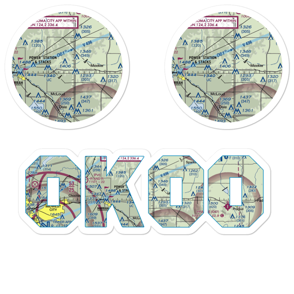 Jacktown Airport (OK00) VFR Sectional Sticker Pack 