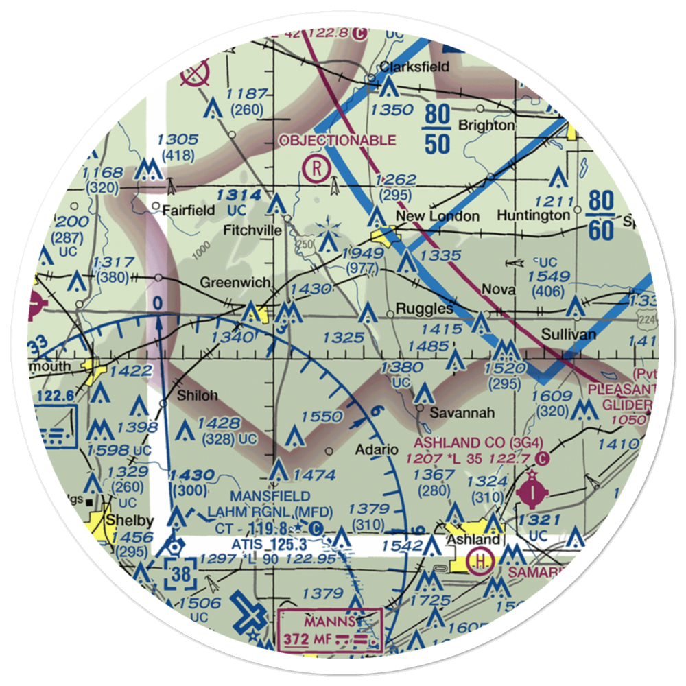 Mindzak Airfield (OI88) VFR Sectional Sticker (30 mile) 