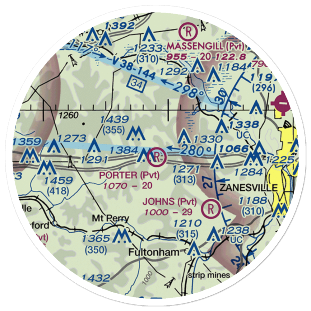 Porter Airport (OH92) VFR Sectional Sticker (20 mile) 
