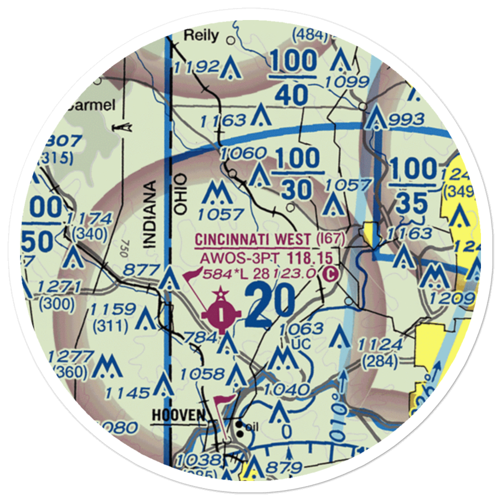 Raylene Airport (OH68) VFR Sectional Sticker (20 mile) 