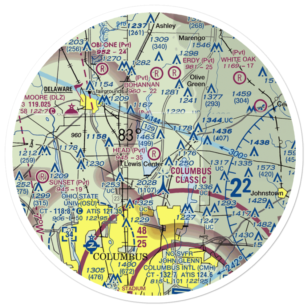 Head Field (OH44) VFR Sectional Sticker (30 mile) 