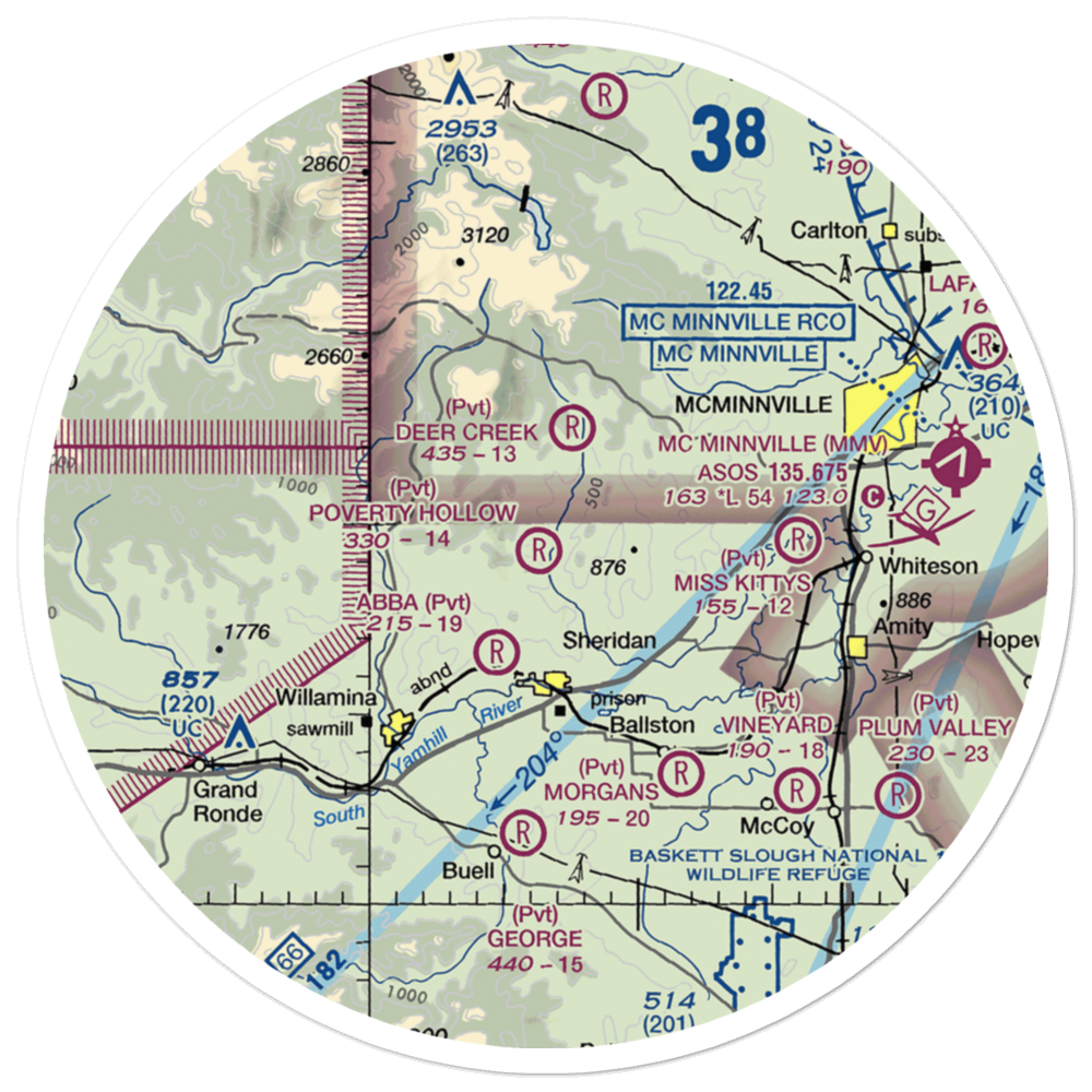 Poverty Hollow Airport (OG23) VFR Sectional Sticker (30 mile) 
