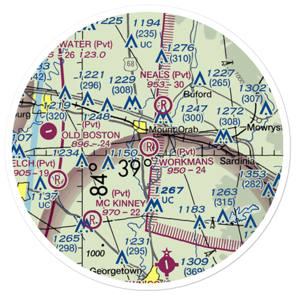 Bernie's Airport (OA10) VFR Sectional Sticker (20 mile) 
