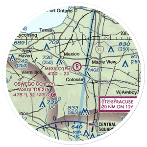 Mexico Airdrome Airport (NY96) VFR Sectional Sticker (20 mile)