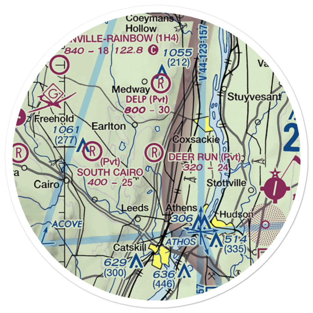 Deer Run Airport (NY74) VFR Sectional Sticker (20 mile) 