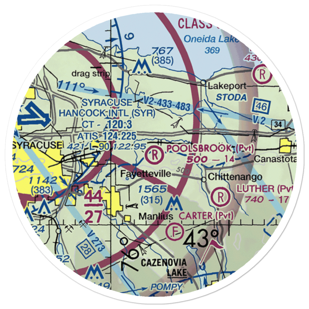 Poolsbrook Aerodrome (NY72) VFR Sectional Sticker (20 mile) 