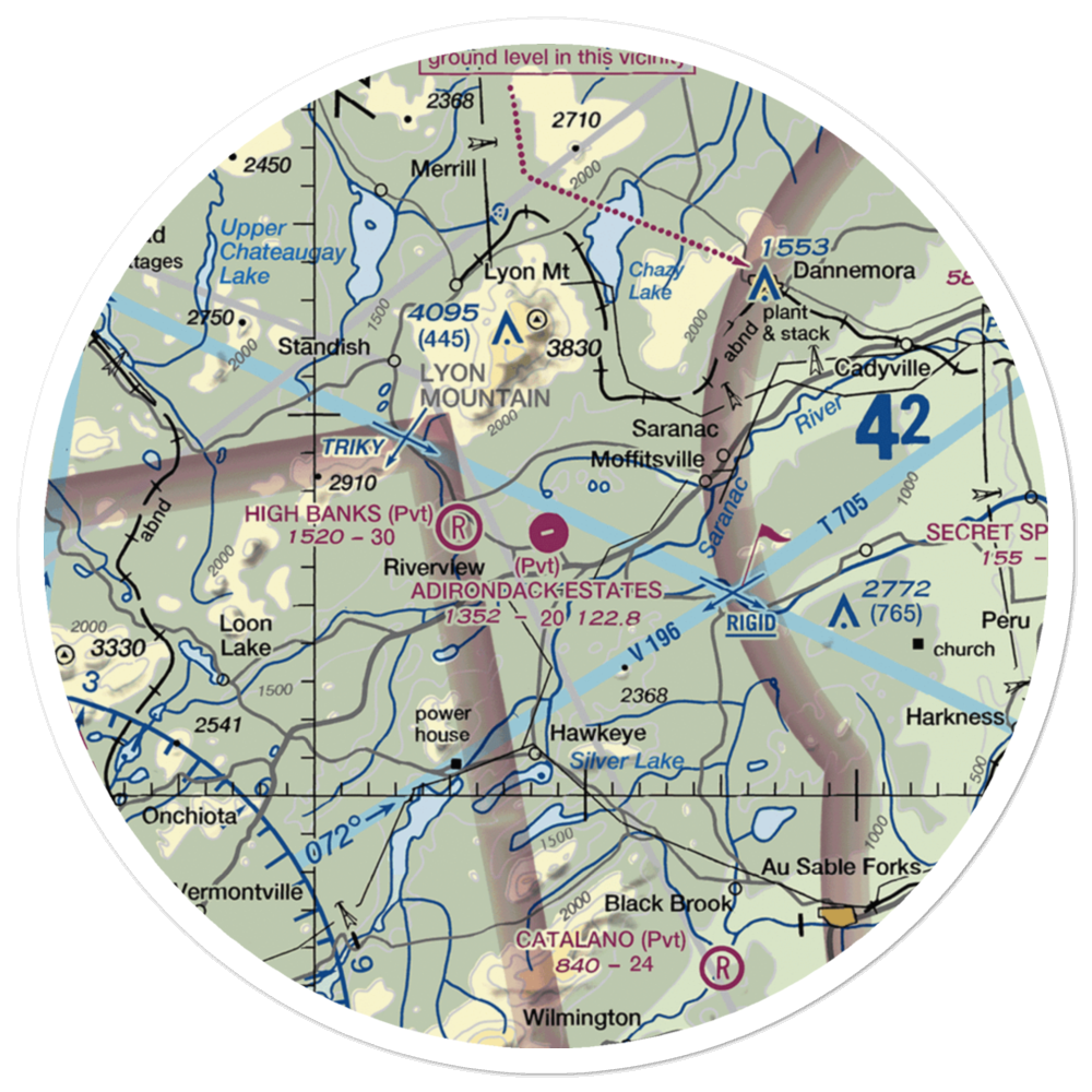 Adirondack Airpark Estates Airport (NY17) VFR Sectional Sticker (30 mile) 