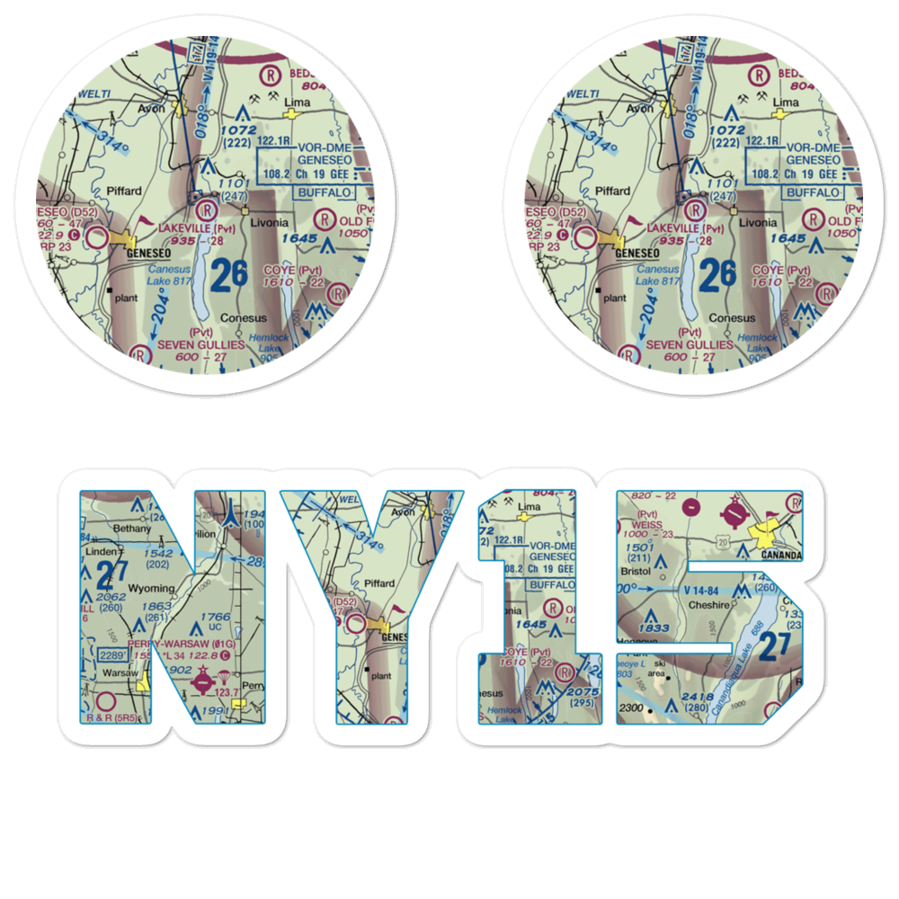 Lakeville Airport (NY15) VFR Sectional Sticker Pack 