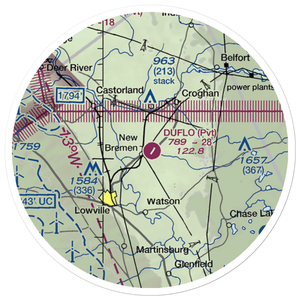 Duflo Airport (NY10) VFR Sectional Sticker (20 mile)