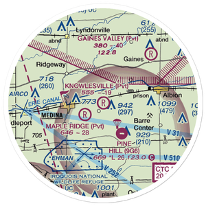 Knowlesville Airport (NY01) VFR Sectional Sticker (20 mile)