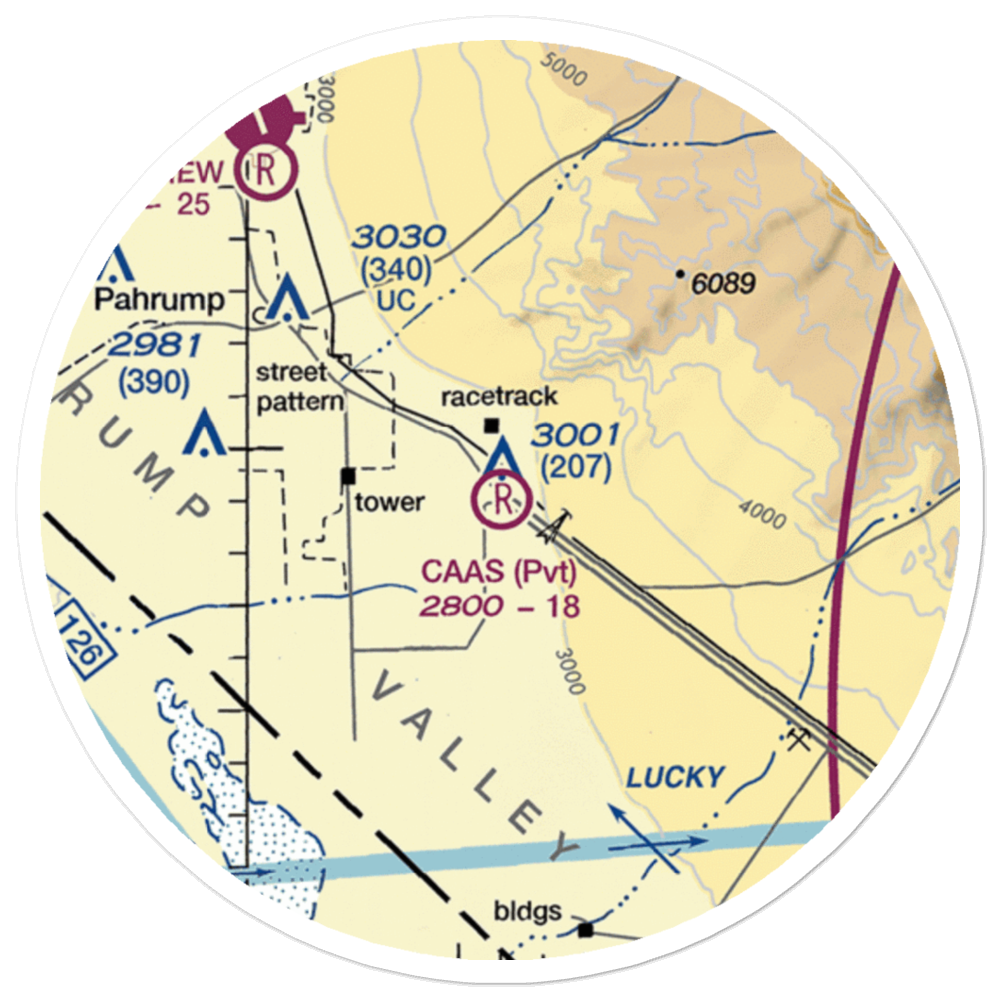 Caas Airport (NV98) VFR Sectional Sticker (20 mile) 
