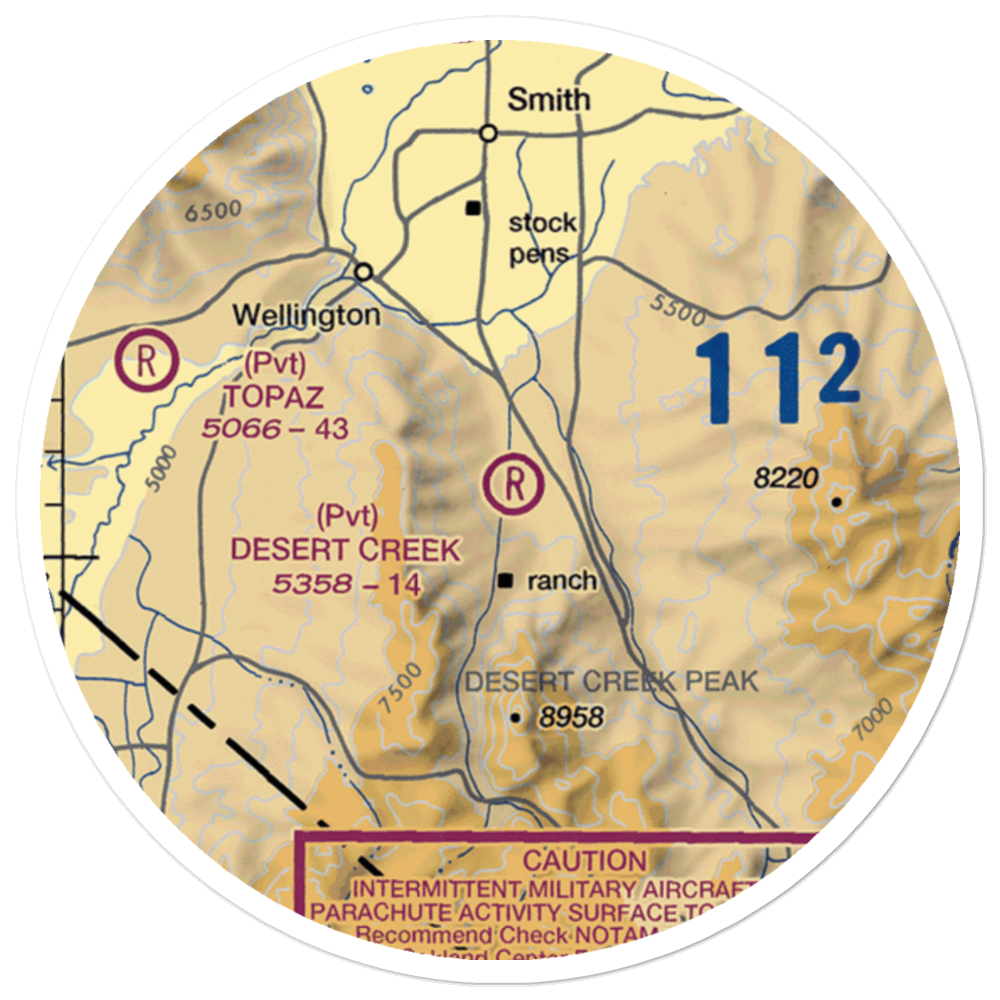 Desert Creek Airport (NV97) VFR Sectional Sticker (20 mile) 