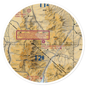 Sweetwater (USMC) Airport (NV72) VFR Sectional Sticker (30 mile)