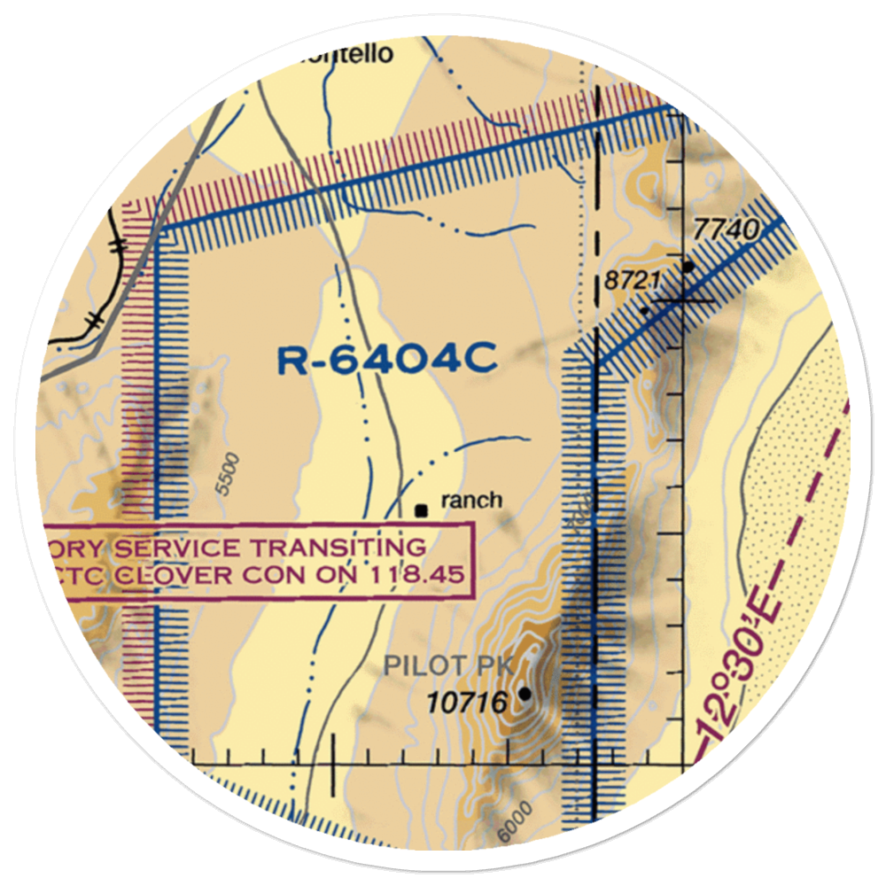 Pilot Creek Ranches Airport (NV67) VFR Sectional Sticker (20 mile) 