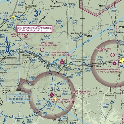 Mansfield Municipal Airport (03B) VFR Sectional  Gaming Mouse Pad