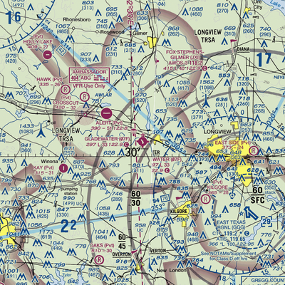 Gladewater Municipal Airport (07F) VFR Sectional  Gaming Mouse Pad