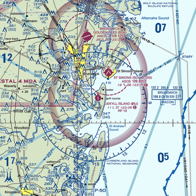 Jekyll Island Airport (09J) VFR Sectional  Gaming Mouse Pad